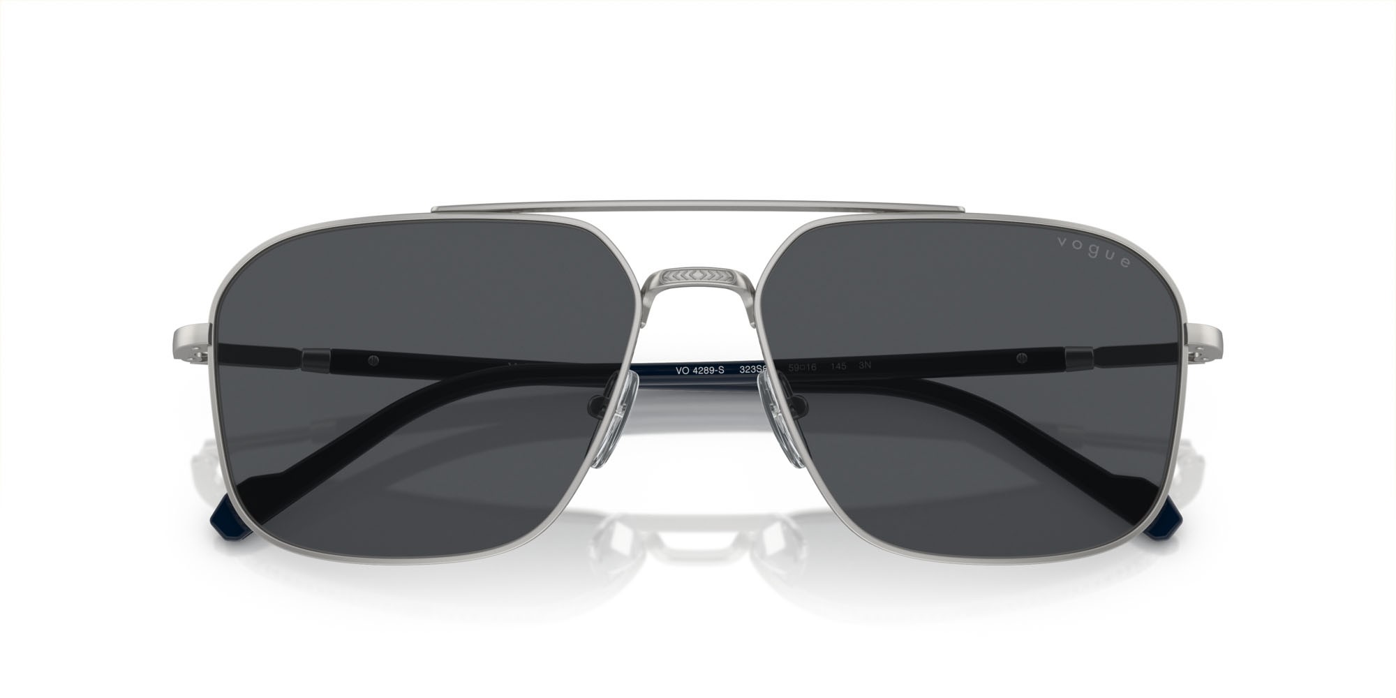 Occhiali da sole Vogue VO 4289S (323S87) colore argento opaco forma irregolare lenti grigio scuro