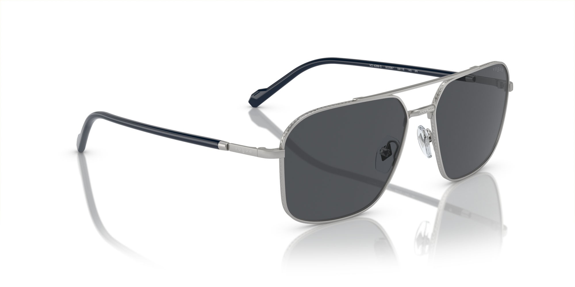 Occhiali da sole Vogue VO 4289S (323S87) colore argento opaco forma irregolare lenti grigio scuro