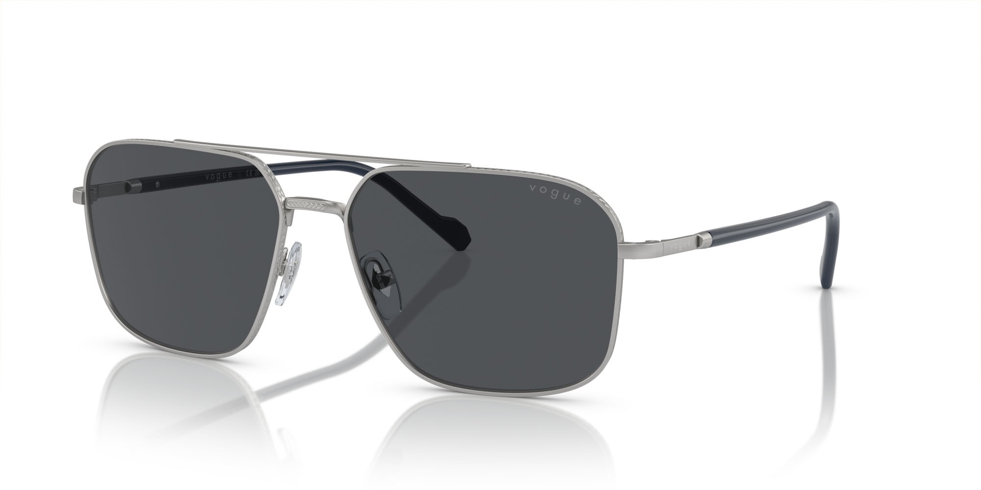 Occhiali da sole Vogue VO 4289S (323S87) colore argento opaco forma irregolare lenti grigio scuro