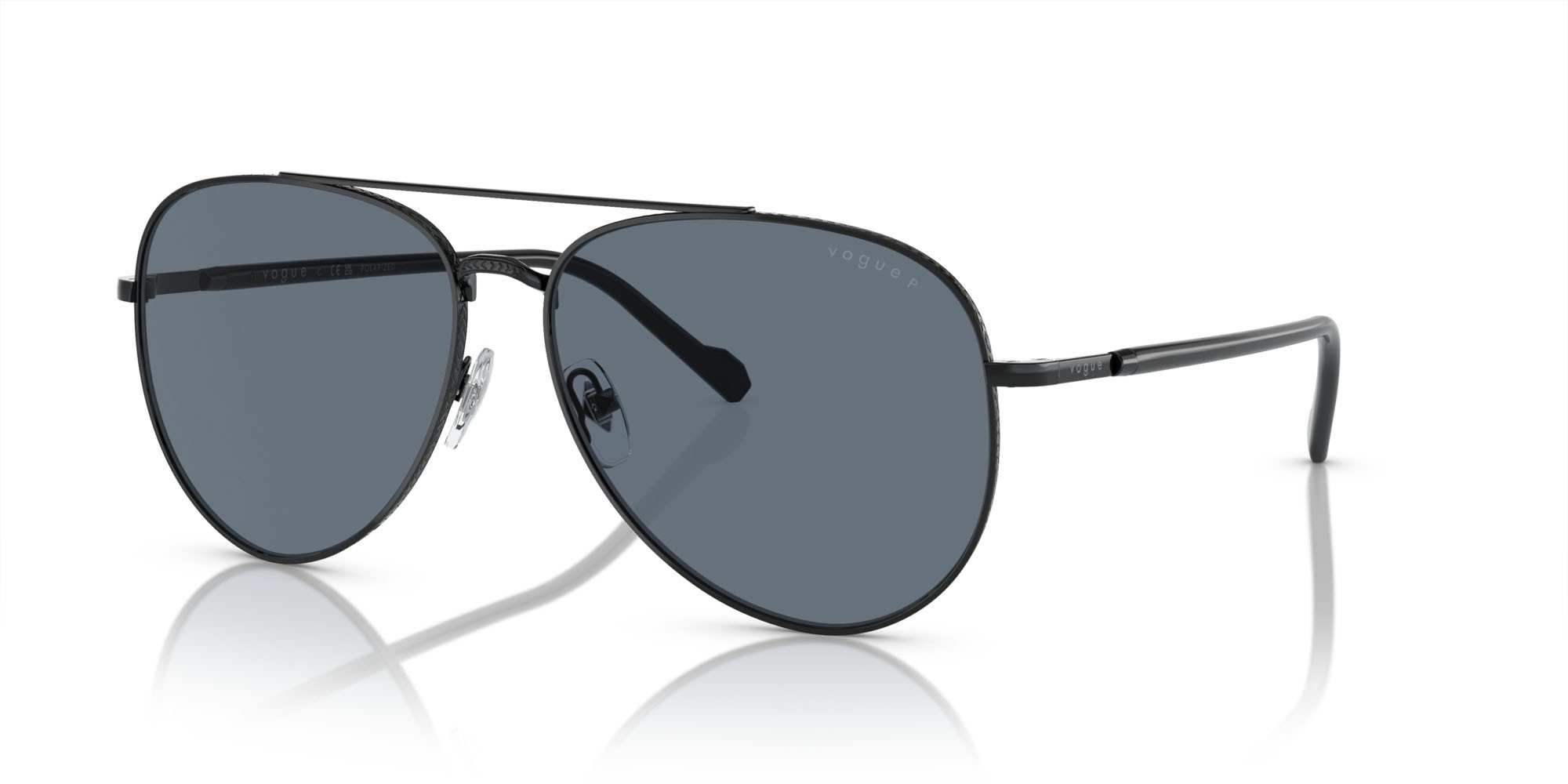 Sunglasses Vogue VO 4290S (352/4Y) color nero shape aviator lenses blu polarizzata