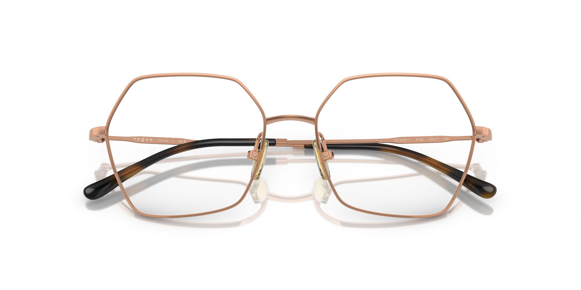 Eyeglasses Vogue VO 4297T (5192) color oro rosé shape irregular lenses lente demo