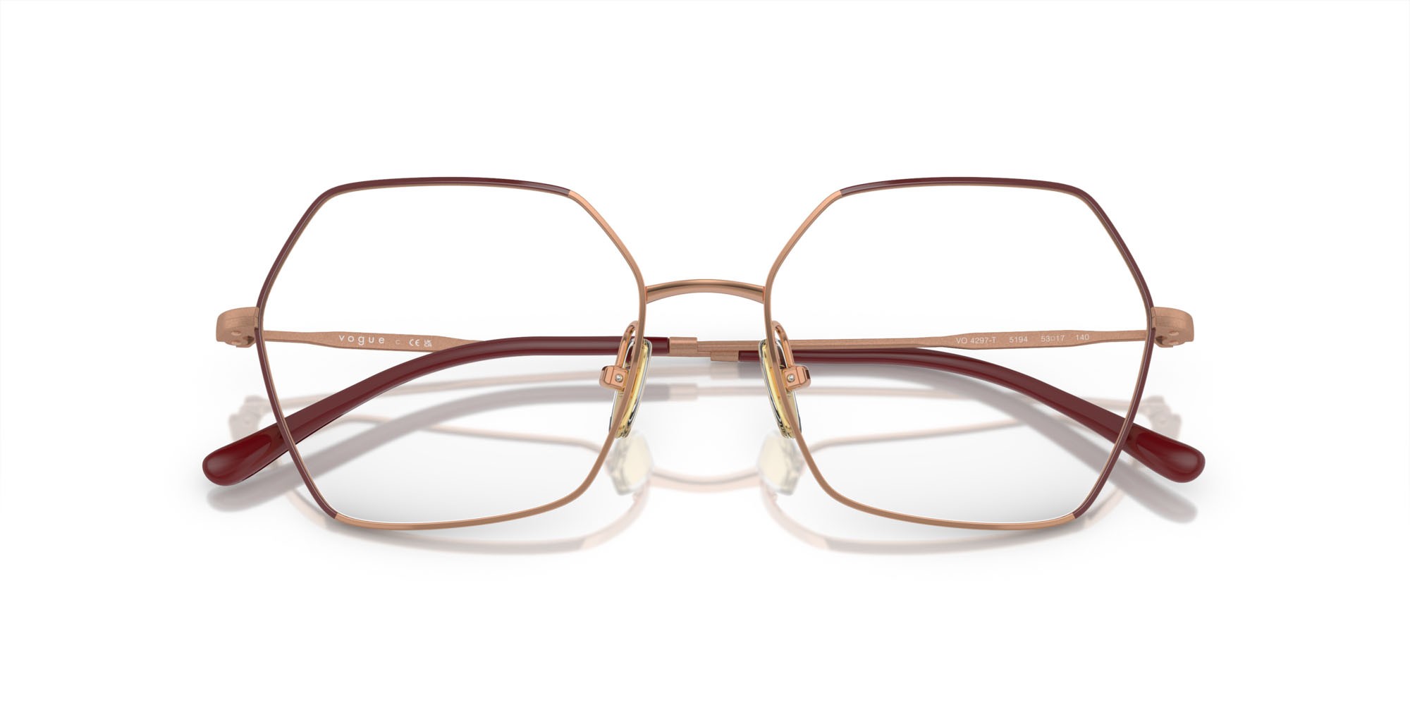 Occhiali da vista Vogue VO 4297T (5194) colore top bordeaux/oro rosé forma irregolare lenti lente demo