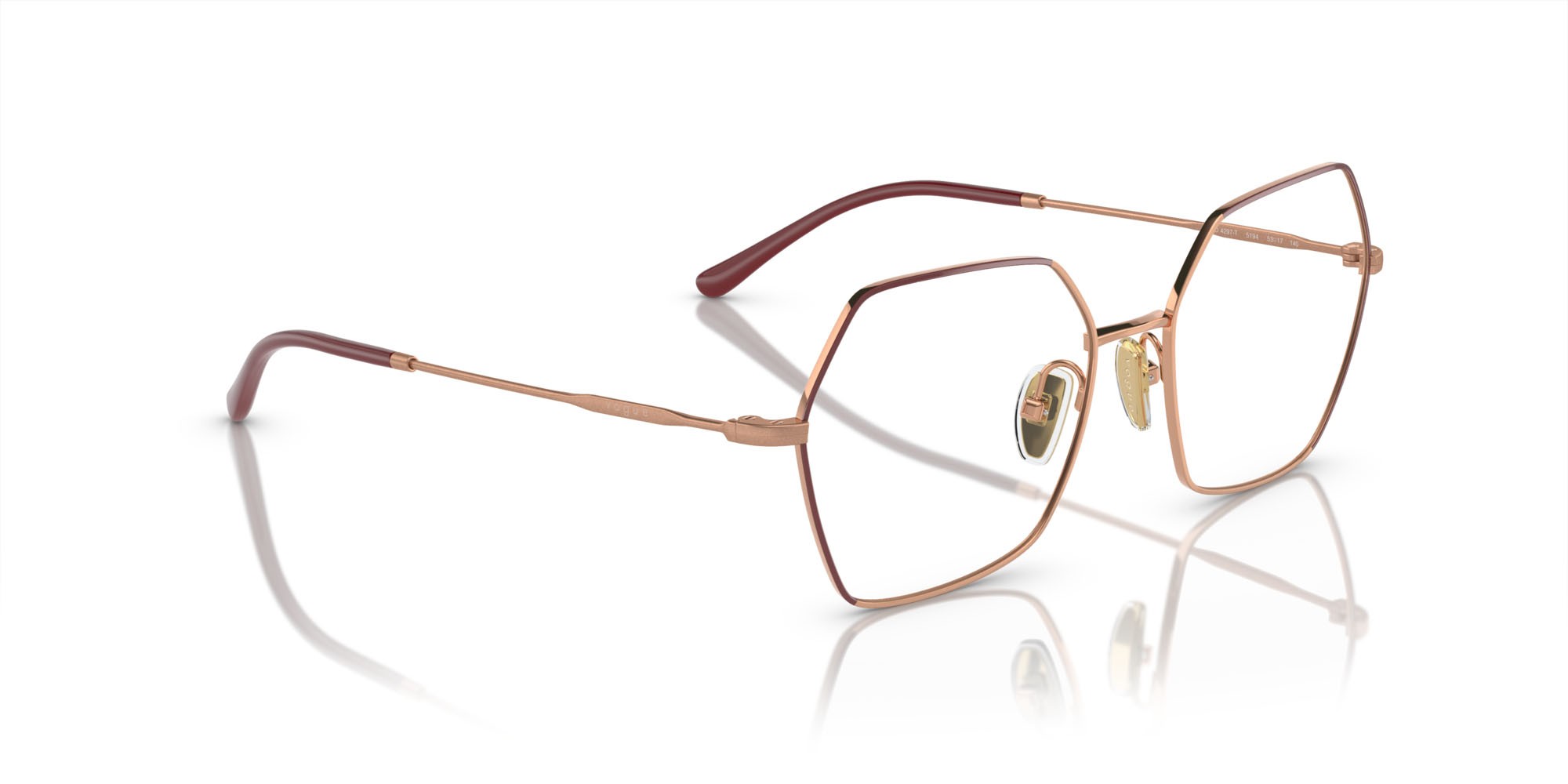 Occhiali da vista Vogue VO 4297T (5194) colore top bordeaux/oro rosé forma irregolare lenti lente demo