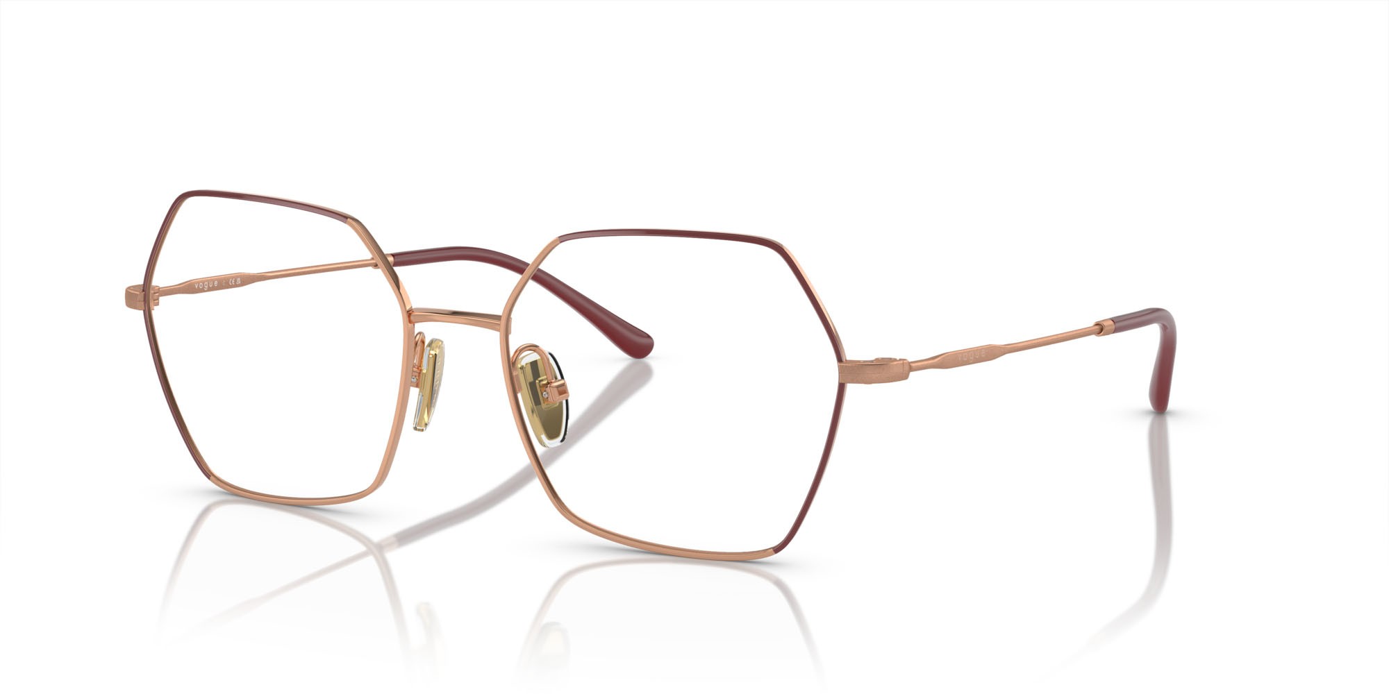 Occhiali da vista Vogue VO 4297T (5194) colore top bordeaux/oro rosé forma irregolare lenti lente demo