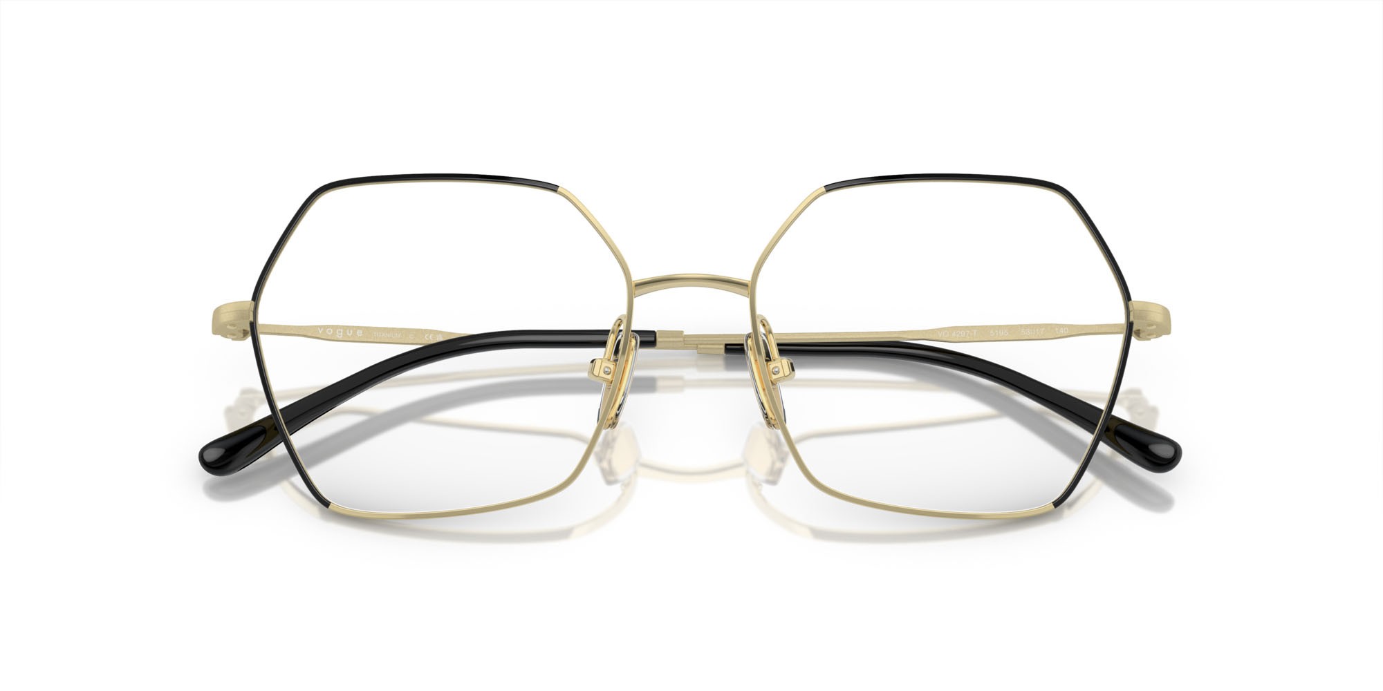 Eyeglasses Vogue VO 4297T (5195) color top nero/oro chiaro shape irregular lenses lente demo