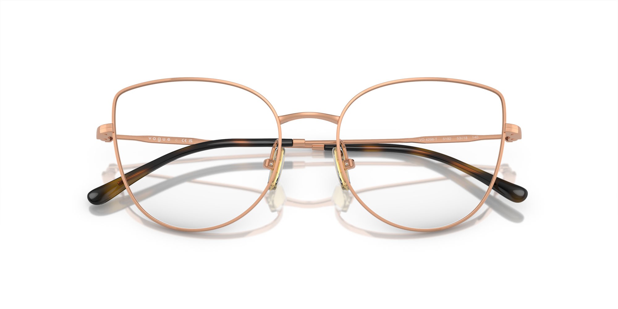 Eyeglasses Vogue VO 4298T (5192) color oro rosé shape cat eye lenses lente demo
