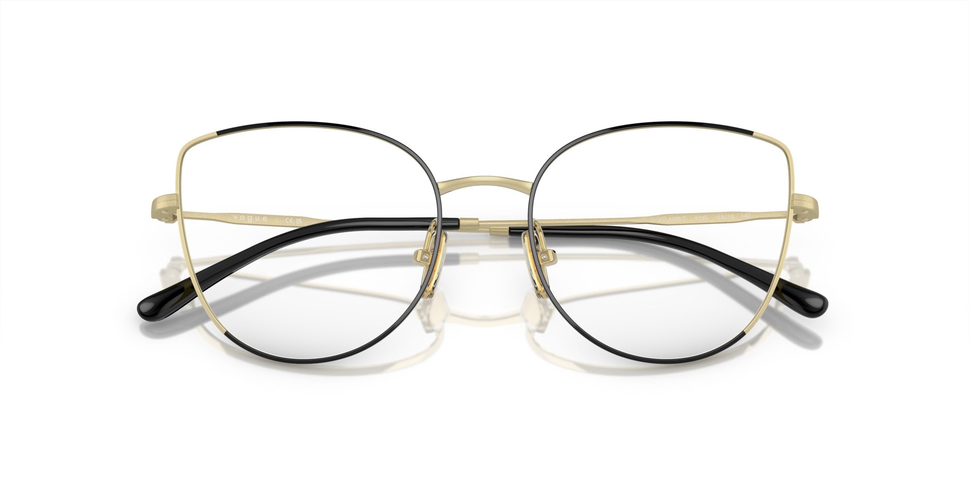 Eyeglasses Vogue VO 4298T (5195) color top nero/oro chiaro shape cat eye lenses lente demo