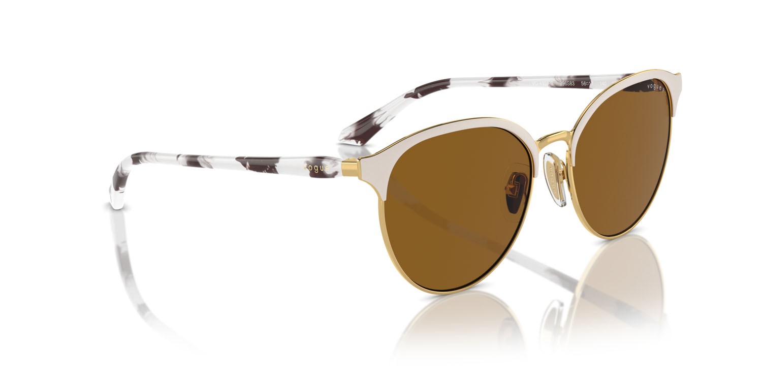 Sonnenbrillen Vogue VO 4303S (996S83) farbe top matte beige/gold form unregelmäßig gläser polarizzata marrone scuro