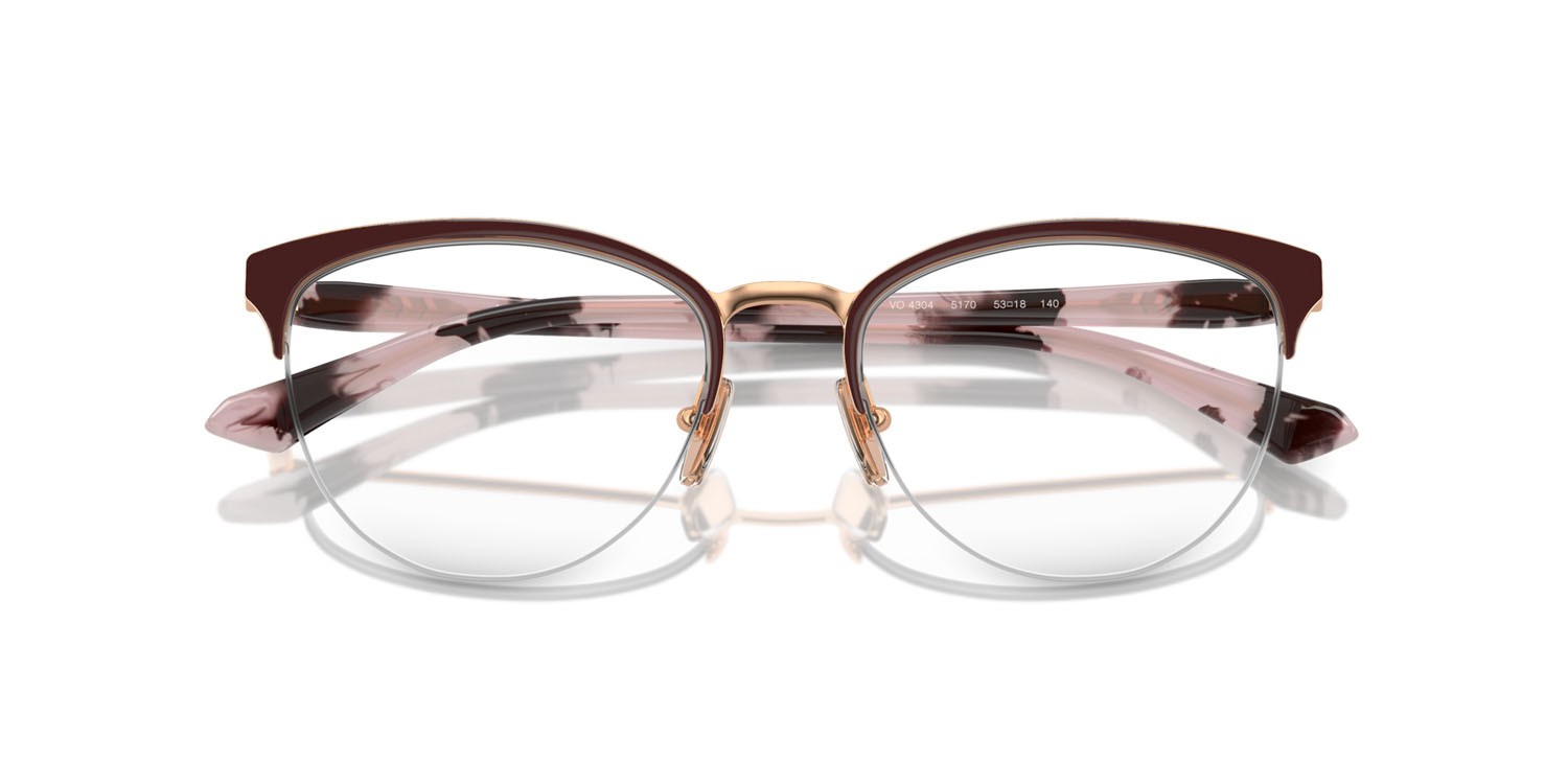 Occhiali da vista Vogue VO 4304 (5170) colore top bordeaux/oro rose forma ovale lenti lente demo