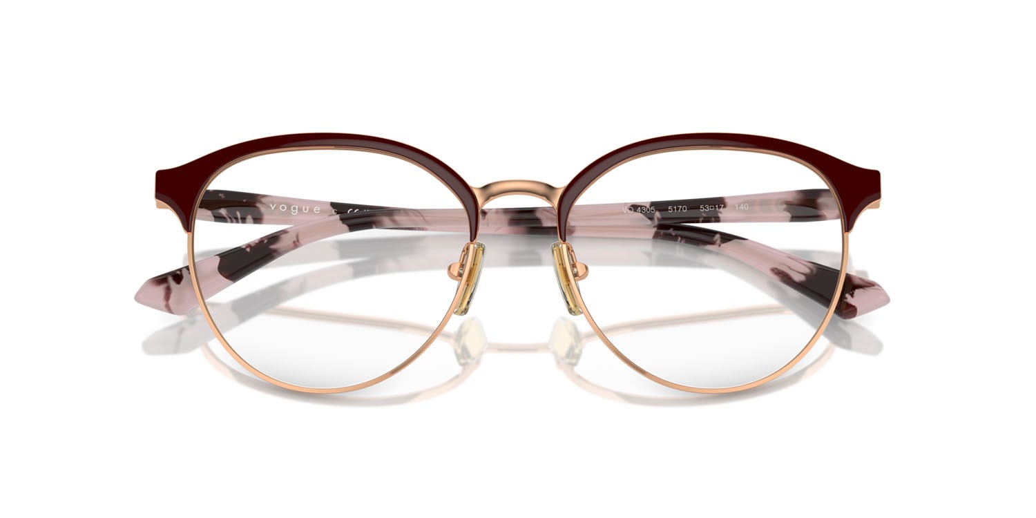 Eyeglasses Vogue VO 4305 (5170) color top bordeaux/oro rose shape pantos lenses lente demo