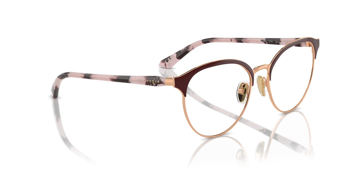 Eyeglasses Vogue VO 4305 (5170) color top bordeaux/oro rose shape pantos lenses lente demo