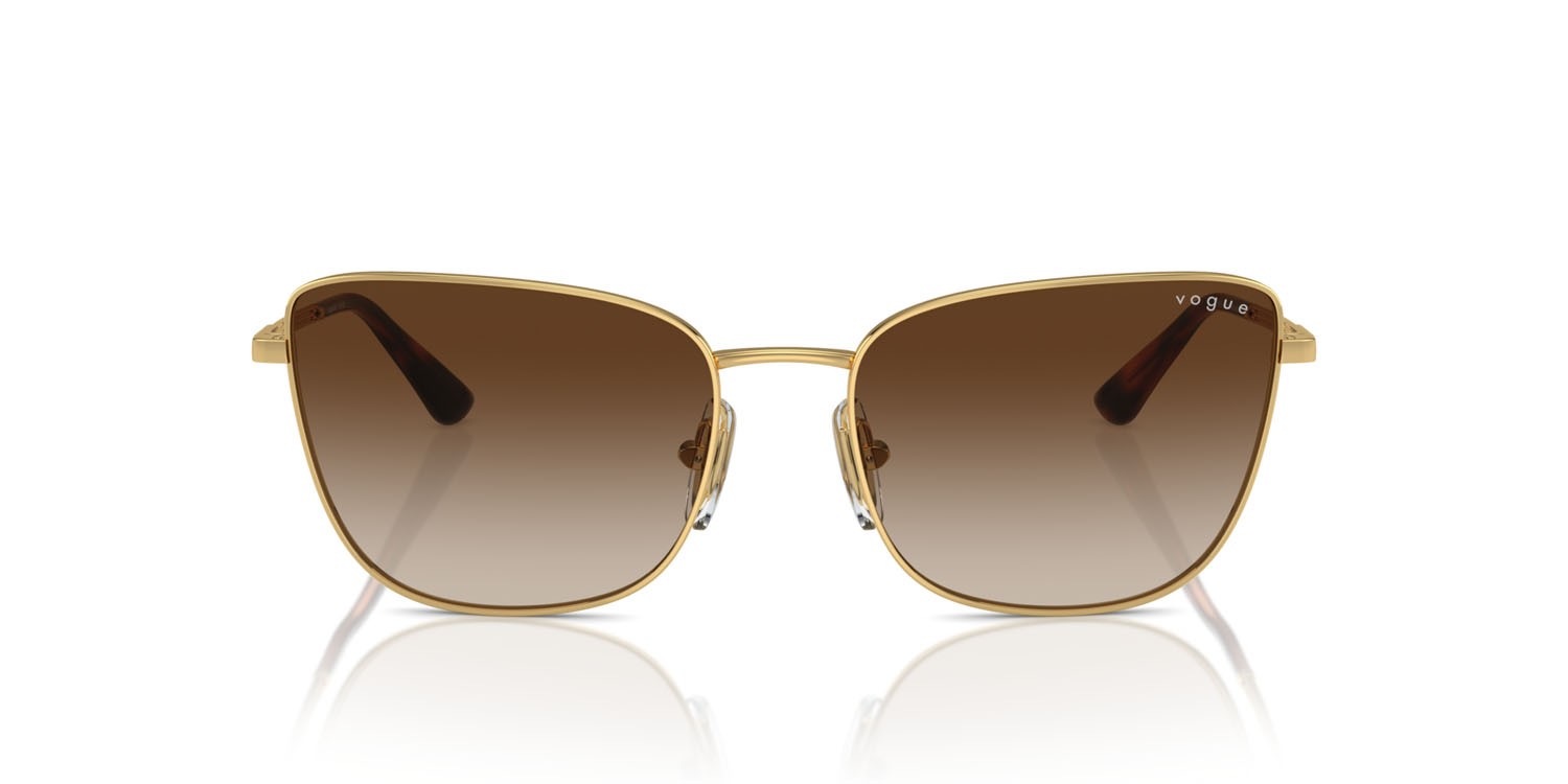 Occhiali da sole Vogue VO 4308S (280/13) colore oro forma farfalla lenti marrone sfumato