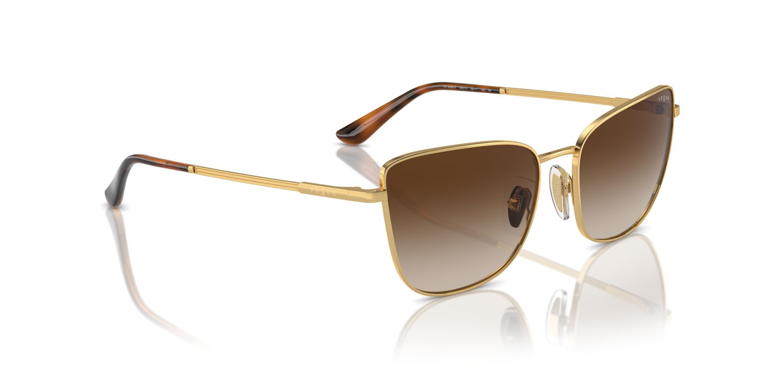 Occhiali da sole Vogue VO 4308S (280/13) colore oro forma farfalla lenti marrone sfumato