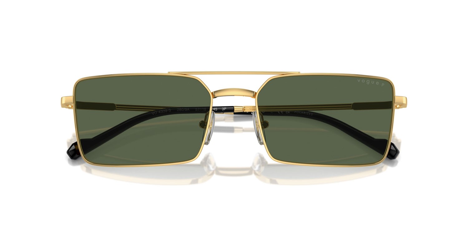 Occhiali da sole Vogue VO 4309S (280/9A) colore oro forma rettangolare lenti verde scuro polarizzata