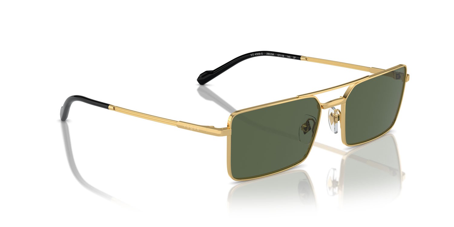 Occhiali da sole Vogue VO 4309S (280/9A) colore oro forma rettangolare lenti verde scuro polarizzata