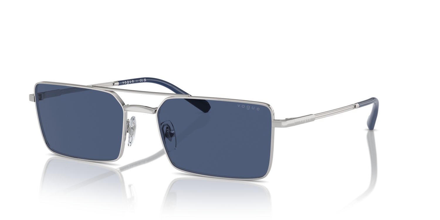 Occhiali da sole Vogue VO 4309S (323/80) colore argento forma rettangolare lenti blu scuro