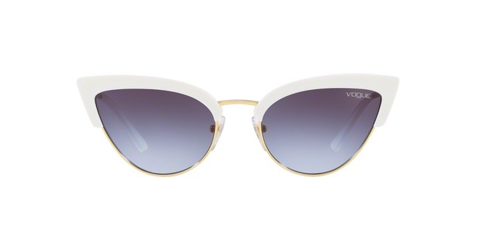 Sonnenbrillen Vogue VO 5212S (W7454Q) farbe white/gold form cat-eye gläser light violet grad dark grey