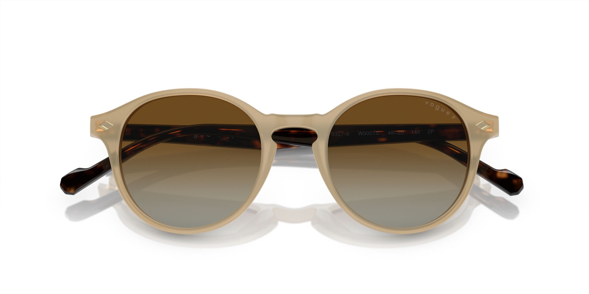 Occhiali da sole Vogue VO 5327S (W900T5) colore beige opalino forma pantos lenti polarizzata marrone sfumato