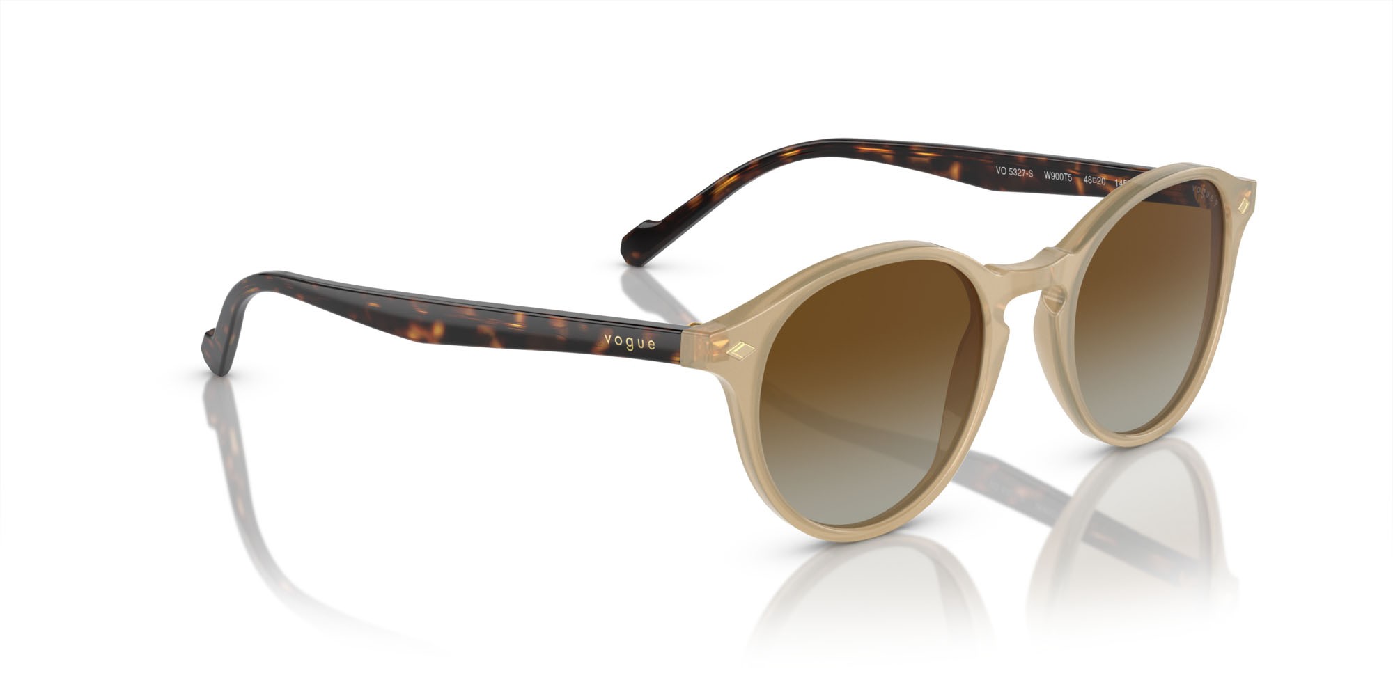 Occhiali da sole Vogue VO 5327S (W900T5) colore beige opalino forma pantos lenti polarizzata marrone sfumato