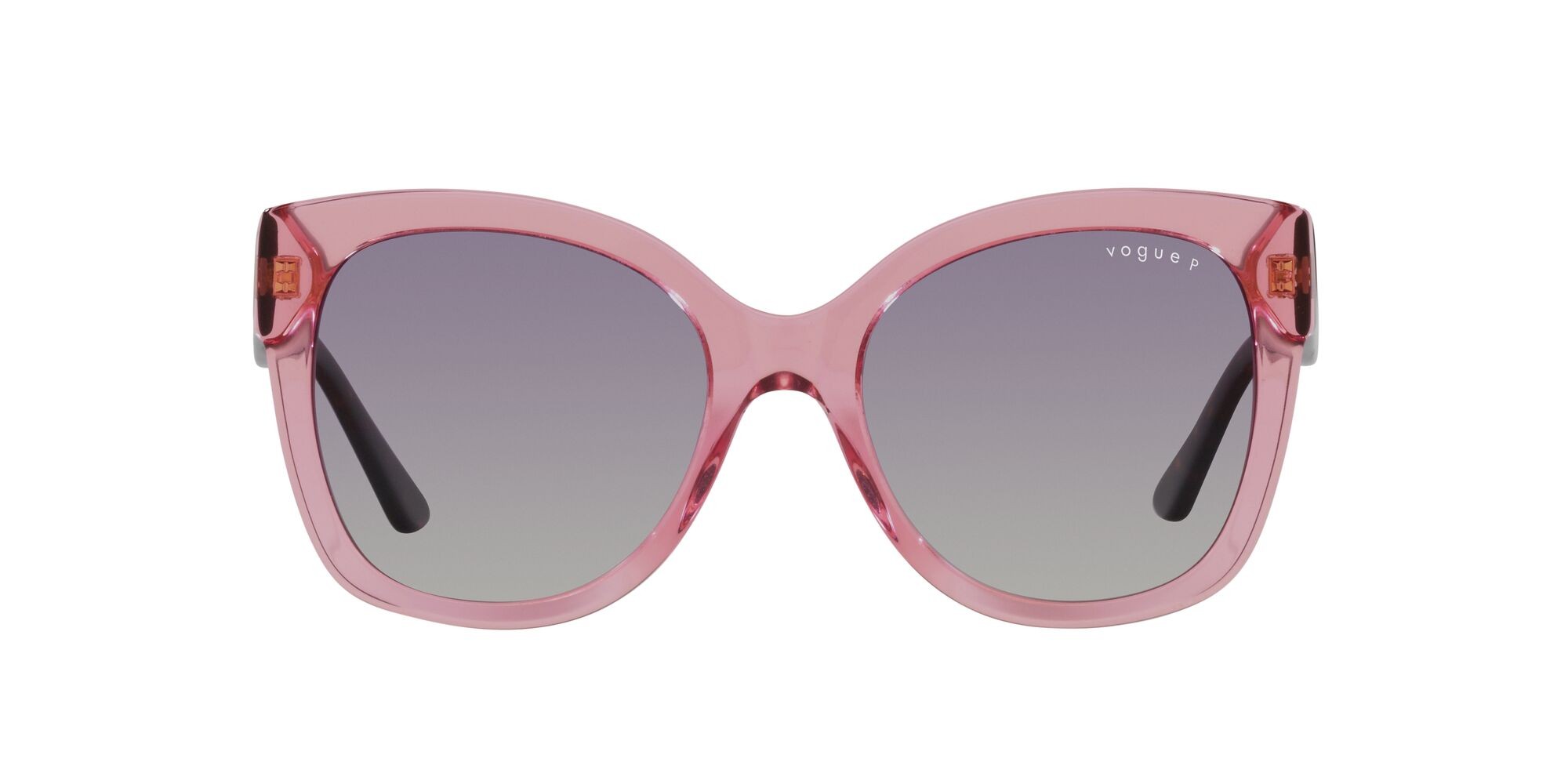 Occhiali da sole Vogue VO 5338S (28368J) colore rosa trasparente forma quadrato lenti polarizzata grigio sfumato violetto