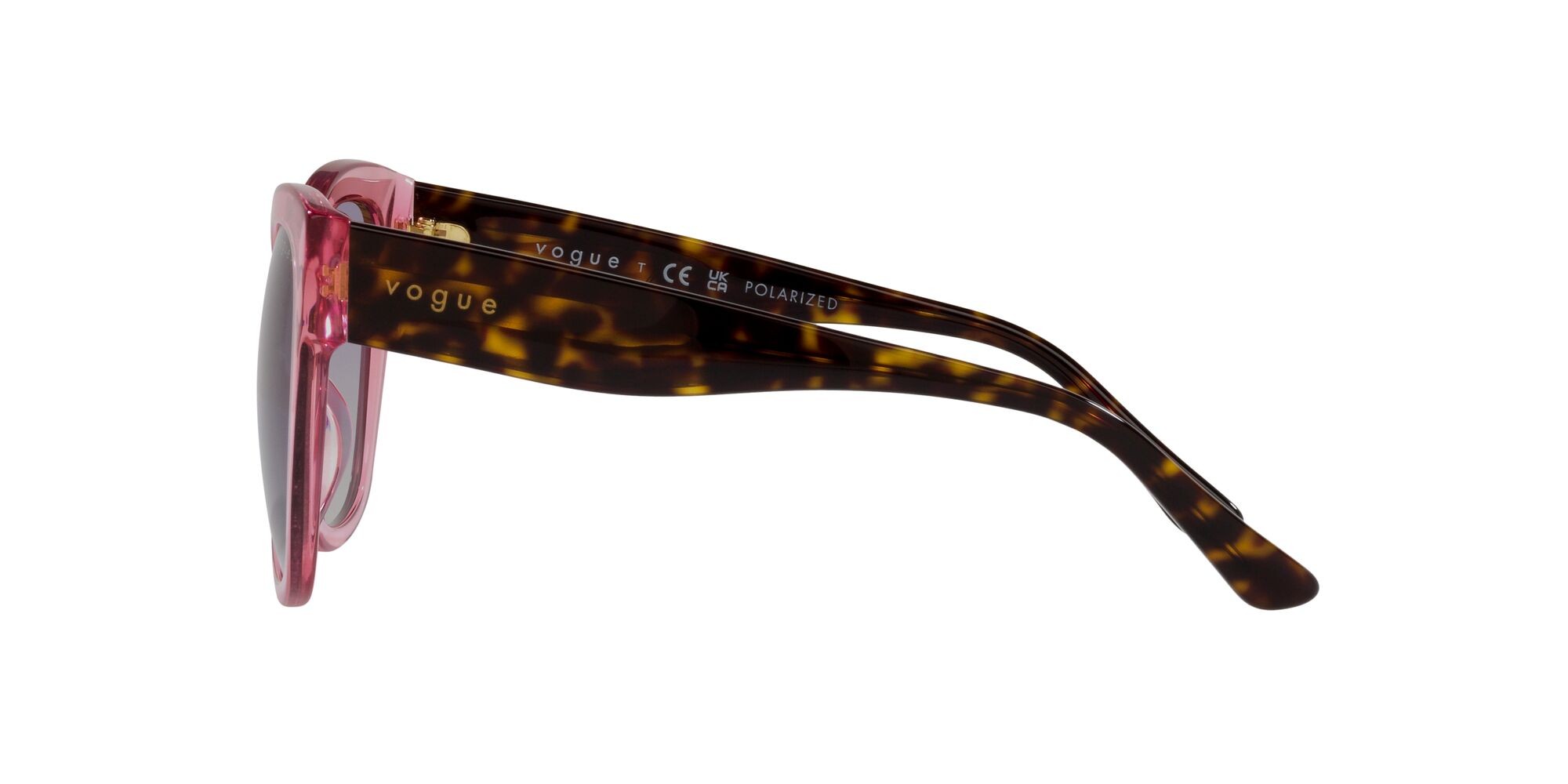 Occhiali da sole Vogue VO 5338S (28368J) colore rosa trasparente forma quadrato lenti polarizzata grigio sfumato violetto
