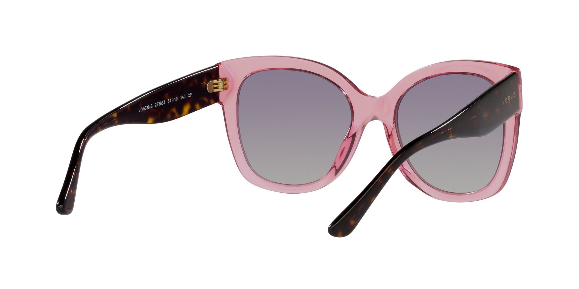 Occhiali da sole Vogue VO 5338S (28368J) colore rosa trasparente forma quadrato lenti polarizzata grigio sfumato violetto