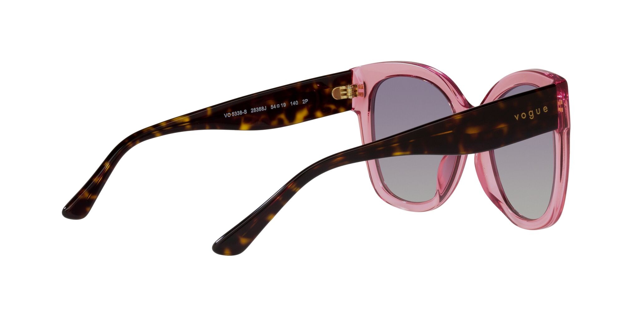 Occhiali da sole Vogue VO 5338S (28368J) colore rosa trasparente forma quadrato lenti polarizzata grigio sfumato violetto
