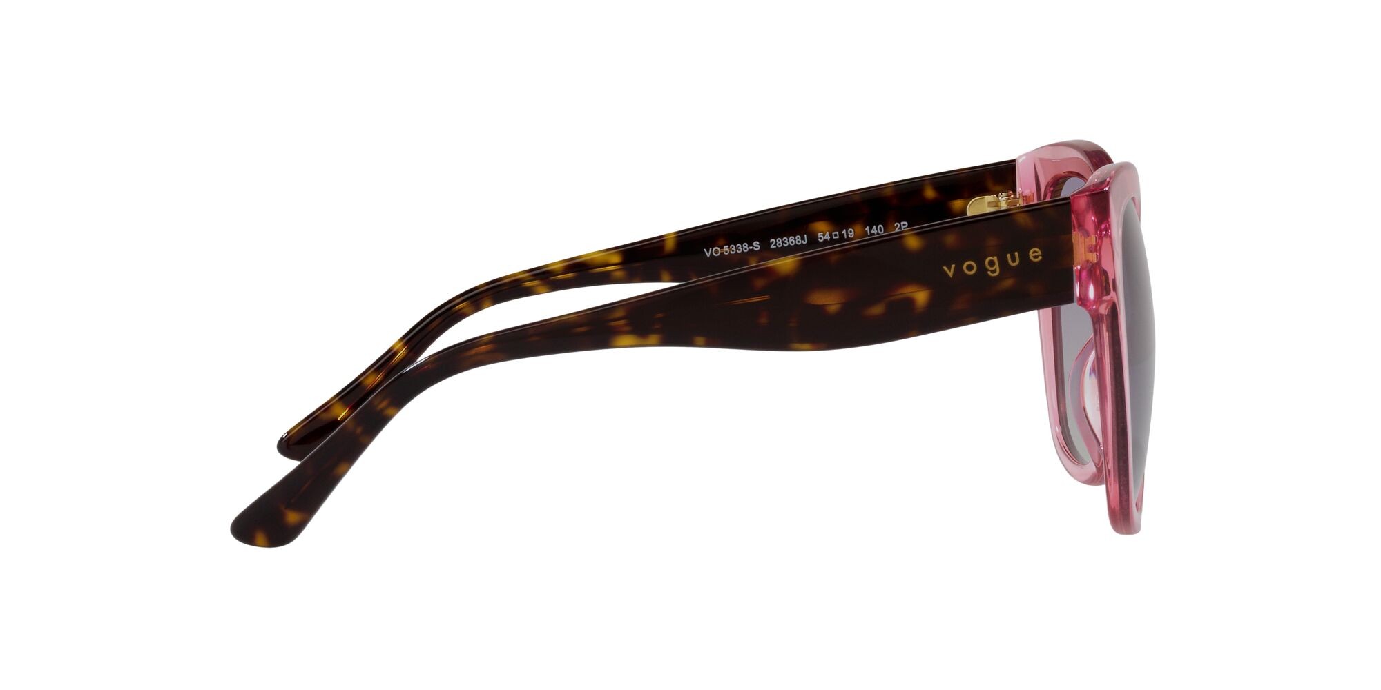 Occhiali da sole Vogue VO 5338S (28368J) colore rosa trasparente forma quadrato lenti polarizzata grigio sfumato violetto