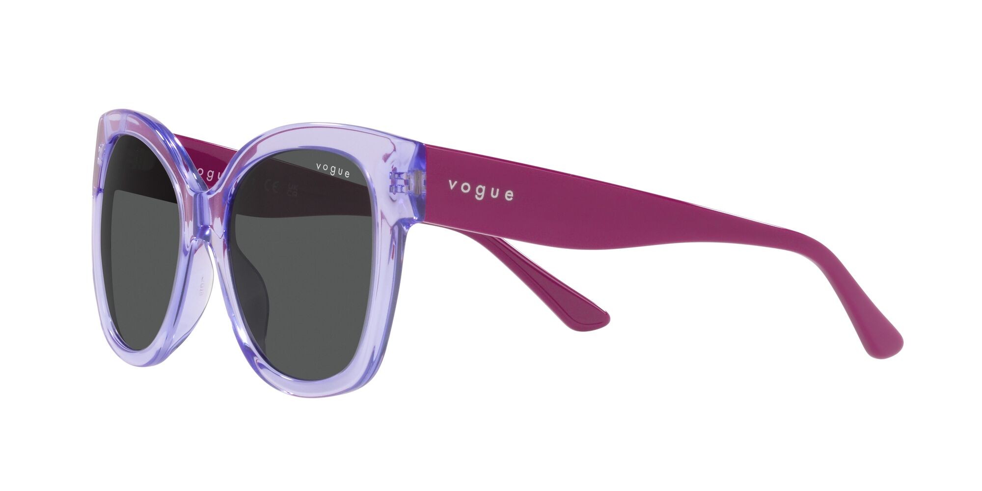 Sunglasses Vogue VO 5338S (295087) color lilla trasparente shape square lenses grigio scuro