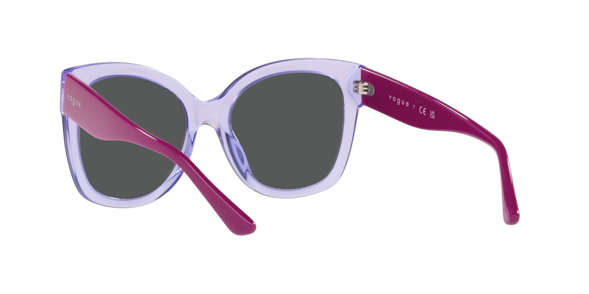 Sunglasses Vogue VO 5338S (295087) color lilla trasparente shape square lenses grigio scuro