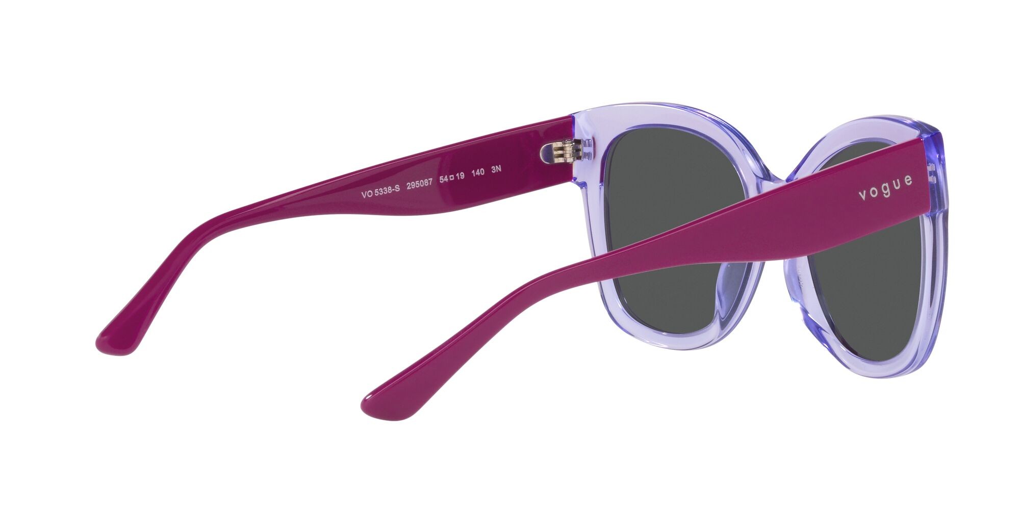 Sunglasses Vogue VO 5338S (295087) color lilla trasparente shape square lenses grigio scuro
