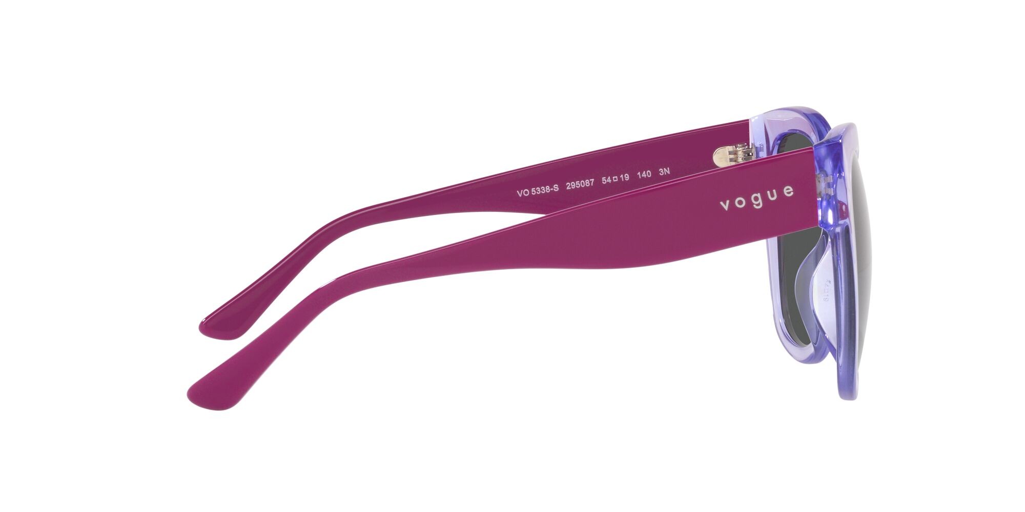 Sunglasses Vogue VO 5338S (295087) color lilla trasparente shape square lenses grigio scuro
