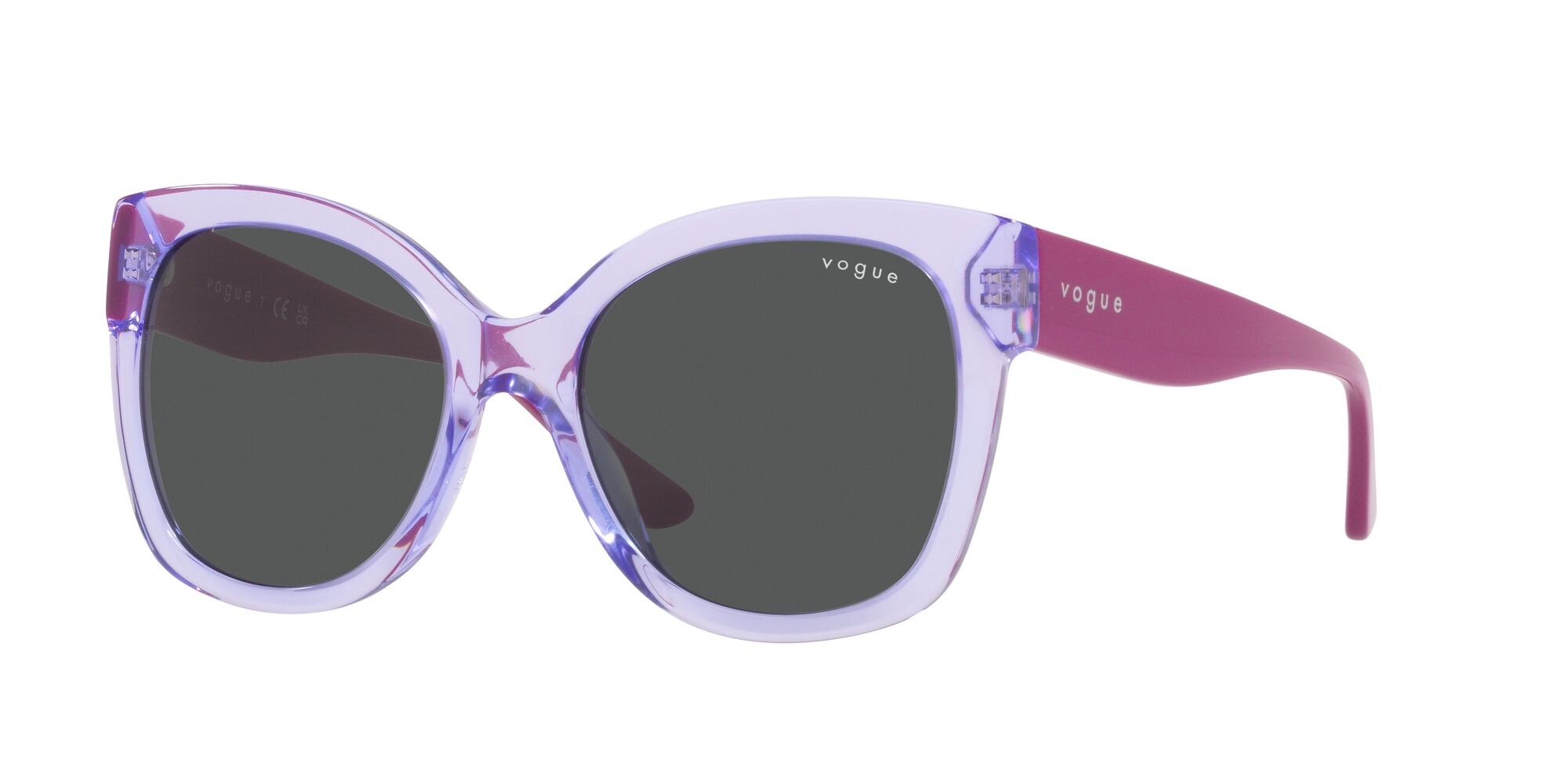 Sunglasses Vogue VO 5338S (295087) color lilla trasparente shape square lenses grigio scuro
