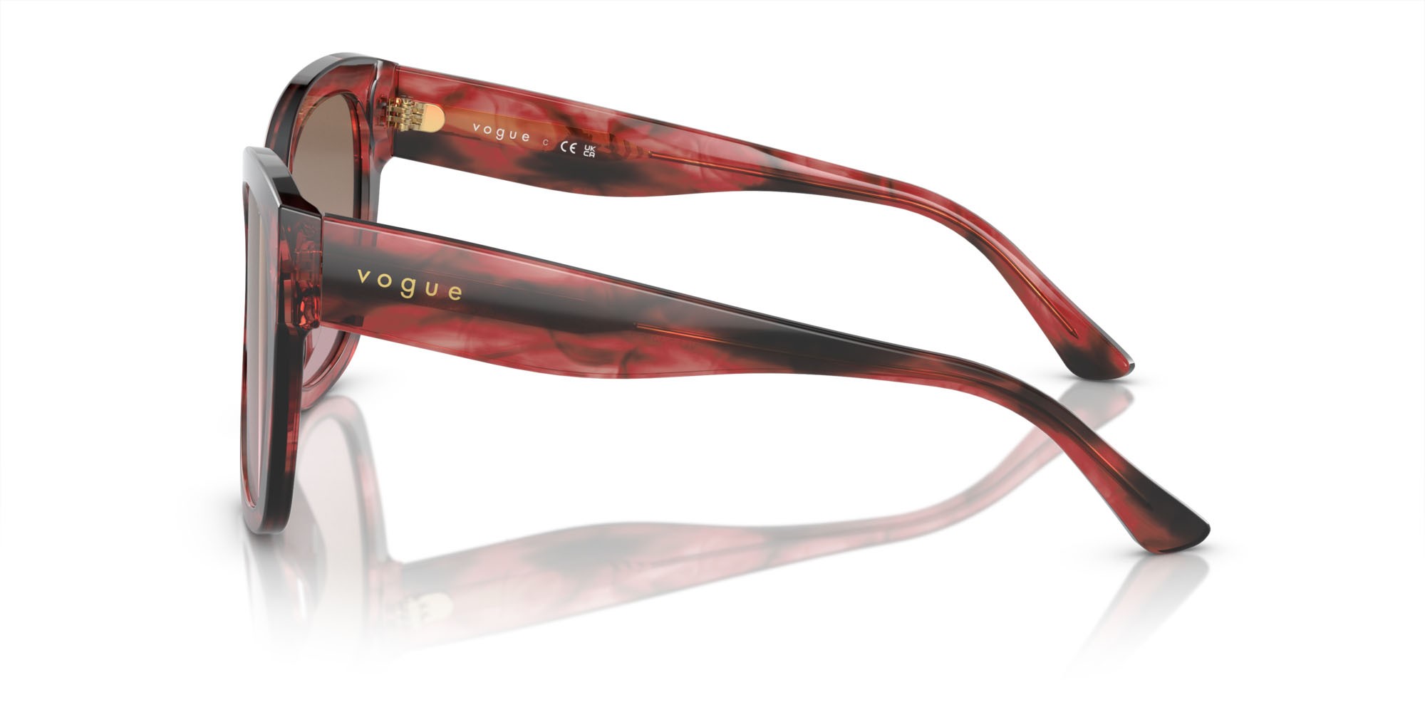 Sunglasses Vogue VO 5338S (308914) color havana rosso shape square lenses rosa sfumato marrone