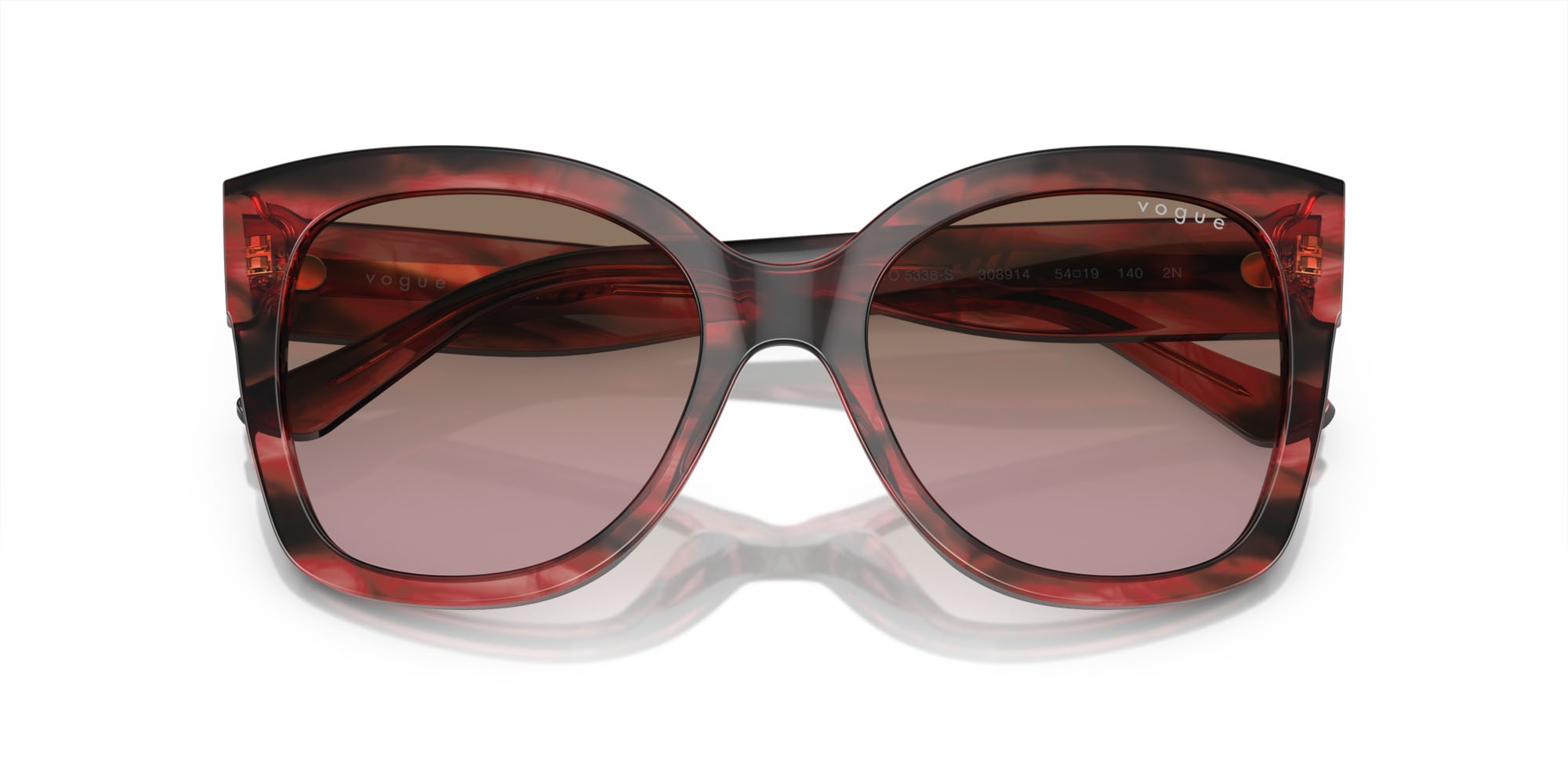 Sunglasses Vogue VO 5338S (308914) color havana rosso shape square lenses rosa sfumato marrone