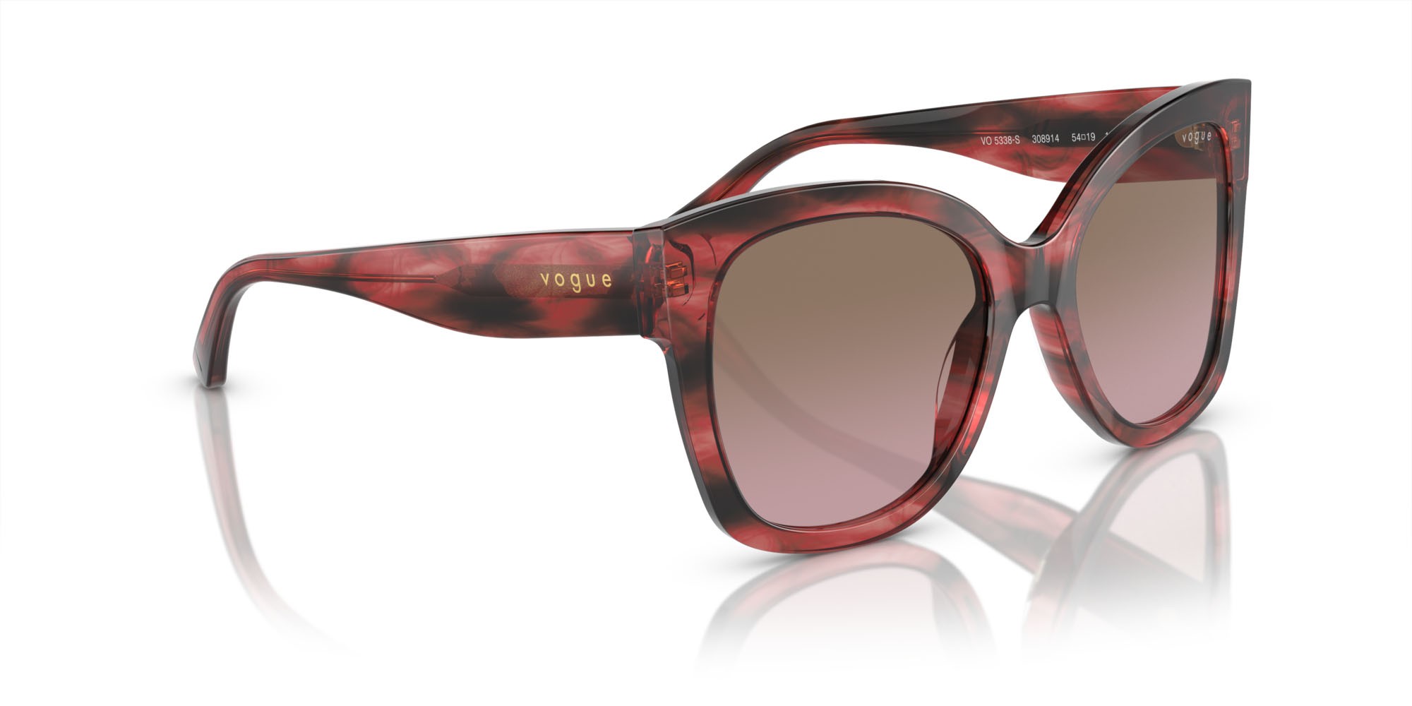 Sunglasses Vogue VO 5338S (308914) color havana rosso shape square lenses rosa sfumato marrone