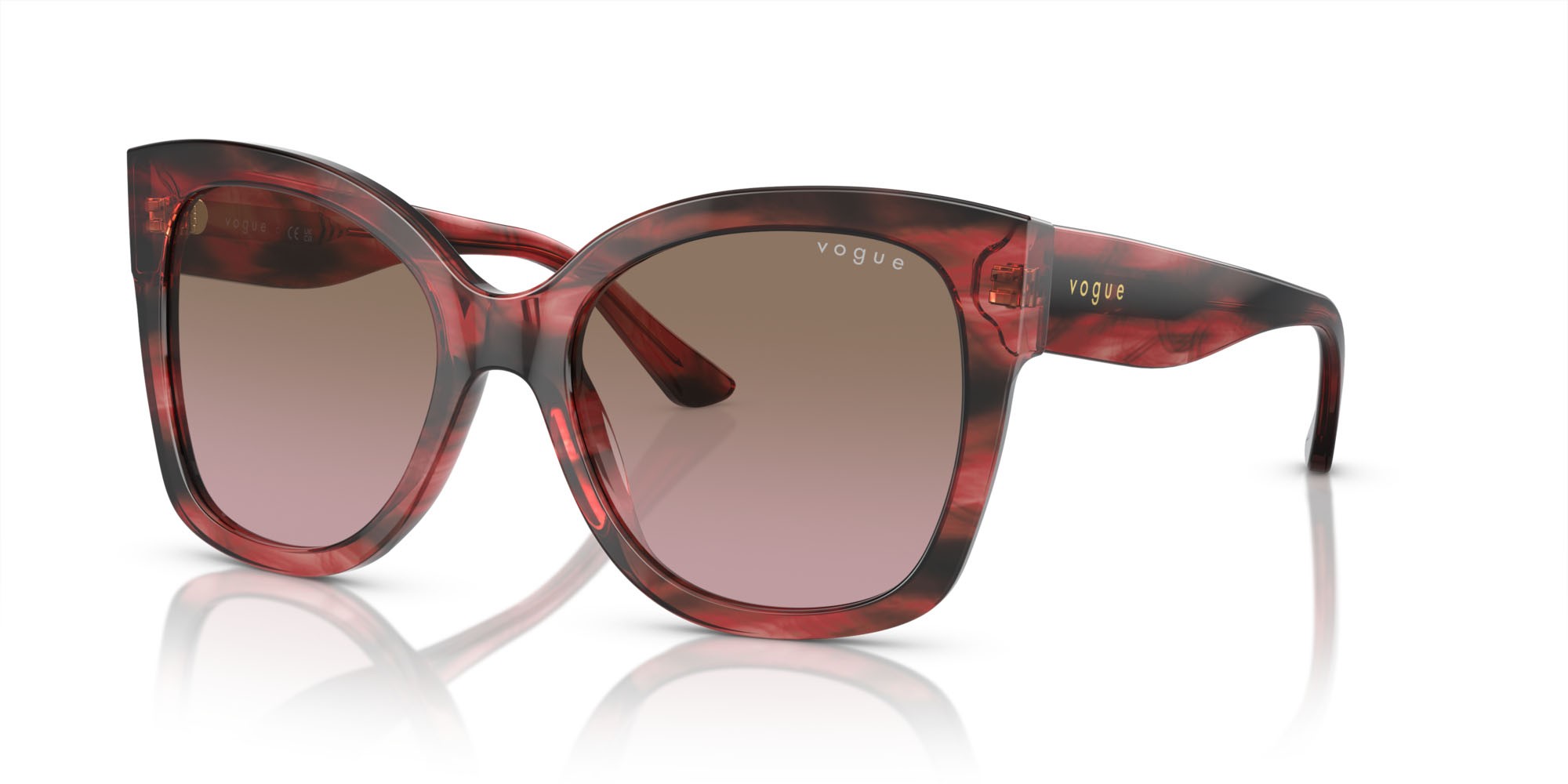 Sunglasses Vogue VO 5338S (308914) color havana rosso shape square lenses rosa sfumato marrone