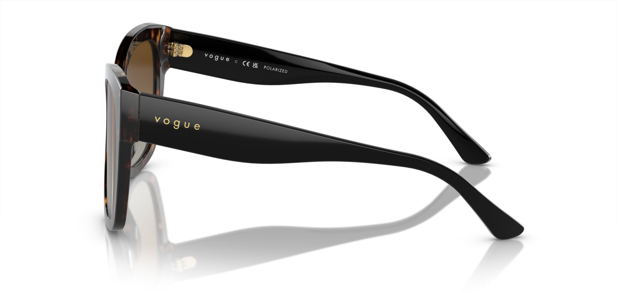 Occhiali da sole Vogue VO 5338S (W656T5) colore havana scuro forma quadrato lenti polarizzata marrone sfumato