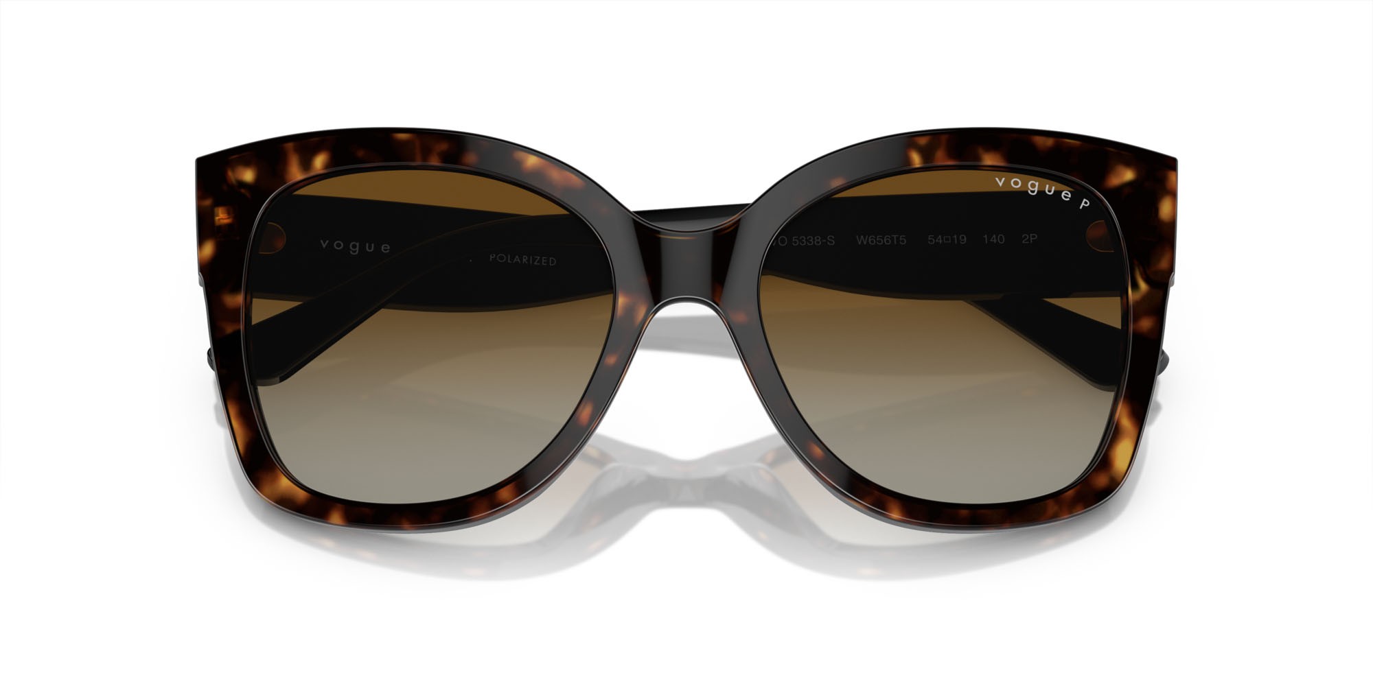 Occhiali da sole Vogue VO 5338S (W656T5) colore havana scuro forma quadrato lenti polarizzata marrone sfumato