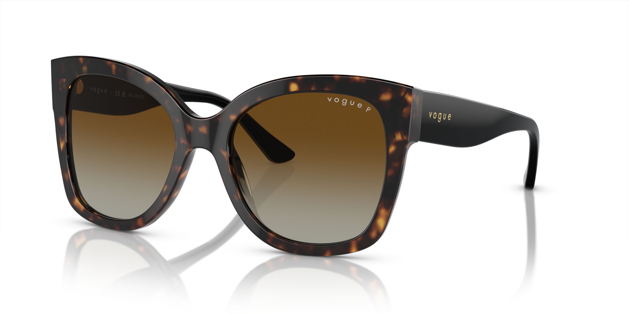 Occhiali da sole Vogue VO 5338S (W656T5) colore havana scuro forma quadrato lenti polarizzata marrone sfumato