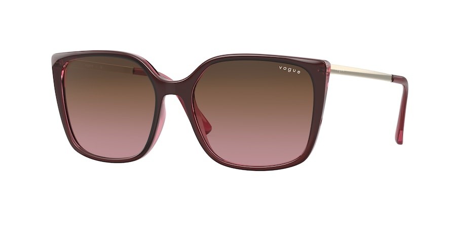 Sunglasses Vogue VO 5353S (287314) color top red on transparent pink shape square lenses pink gradient brown