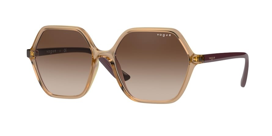 Sunglasses Vogue VO 5361S (282613) color transparent caramel shape irregular lenses brown gradient