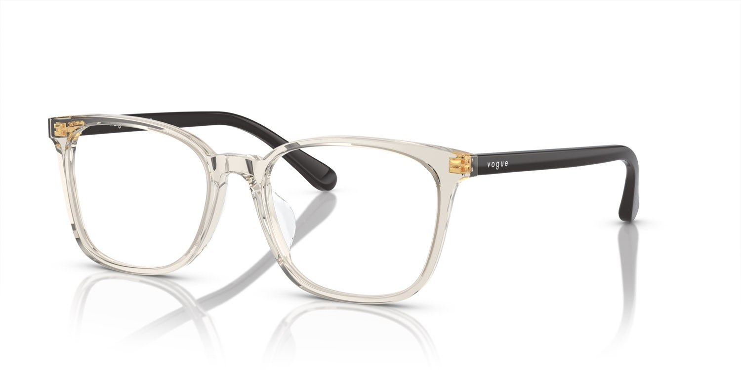 Eyeglasses Vogue VO 5399D (2998) color marrone chiaro trasparente shape rectangle lenses lente demo
