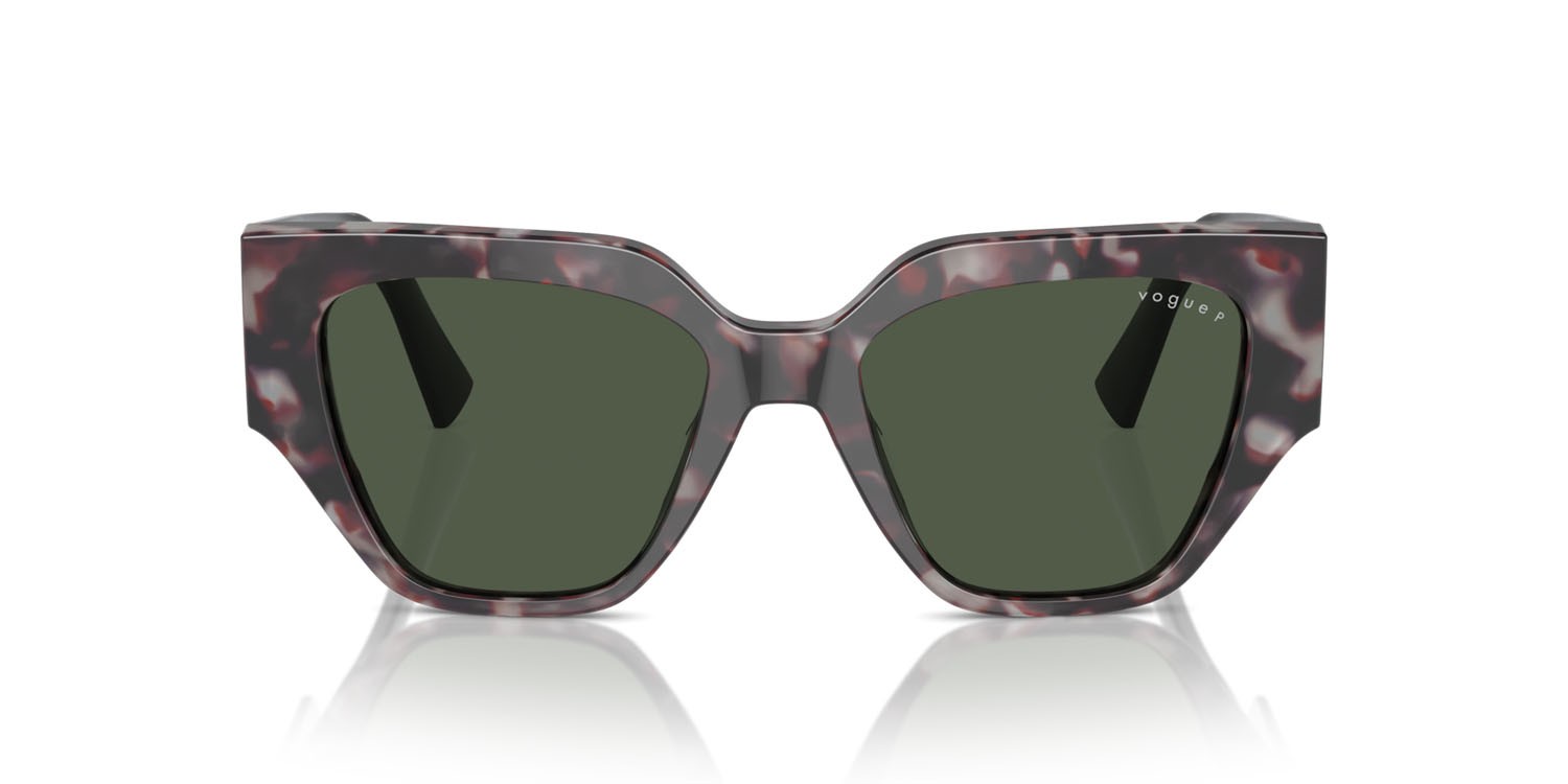 Sunglasses Vogue VO 5409S (31499A) color grigio tartarugato shape irregular lenses verde scuro polarizzata
