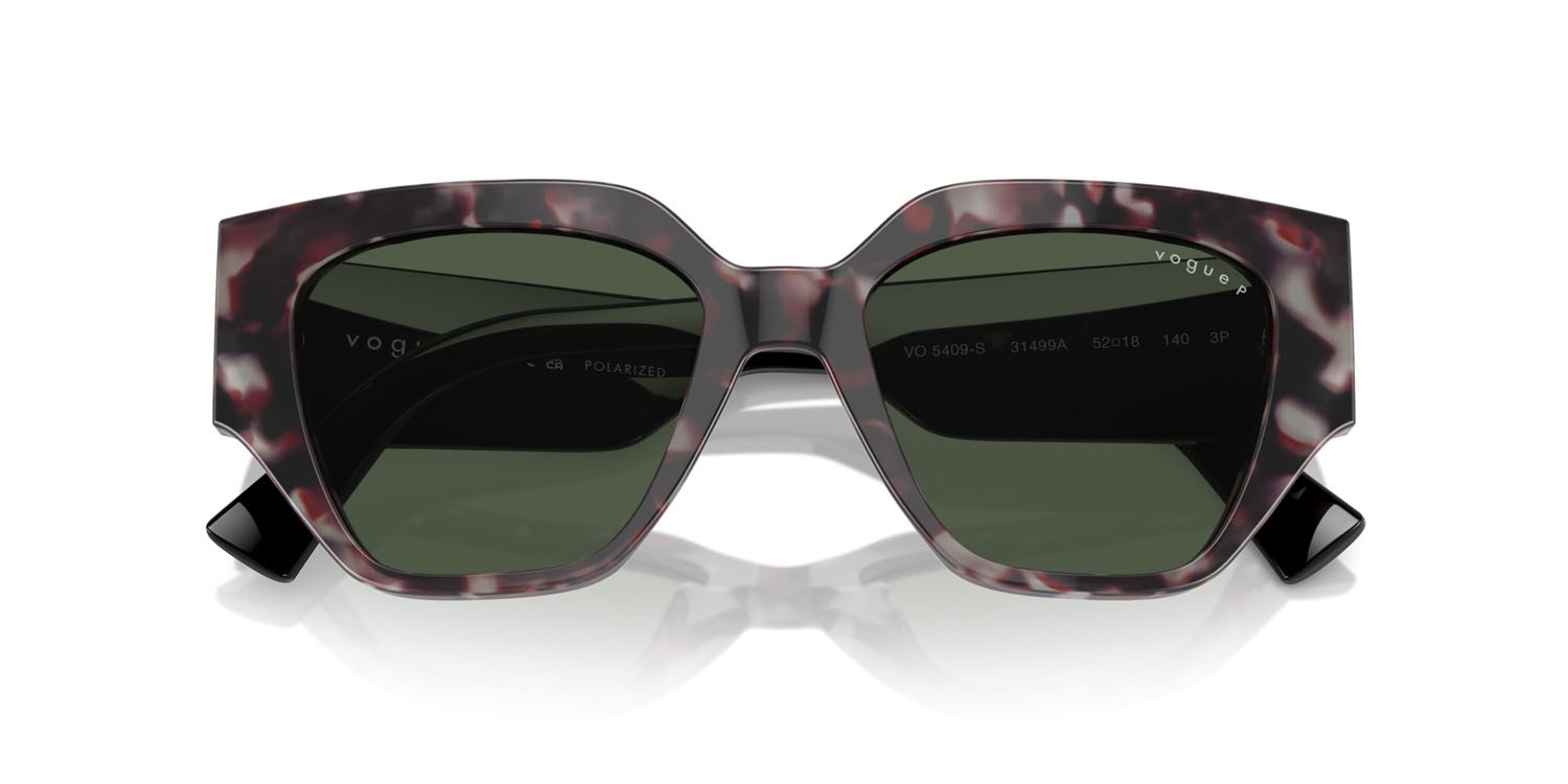 Sunglasses Vogue VO 5409S (31499A) color grigio tartarugato shape irregular lenses verde scuro polarizzata