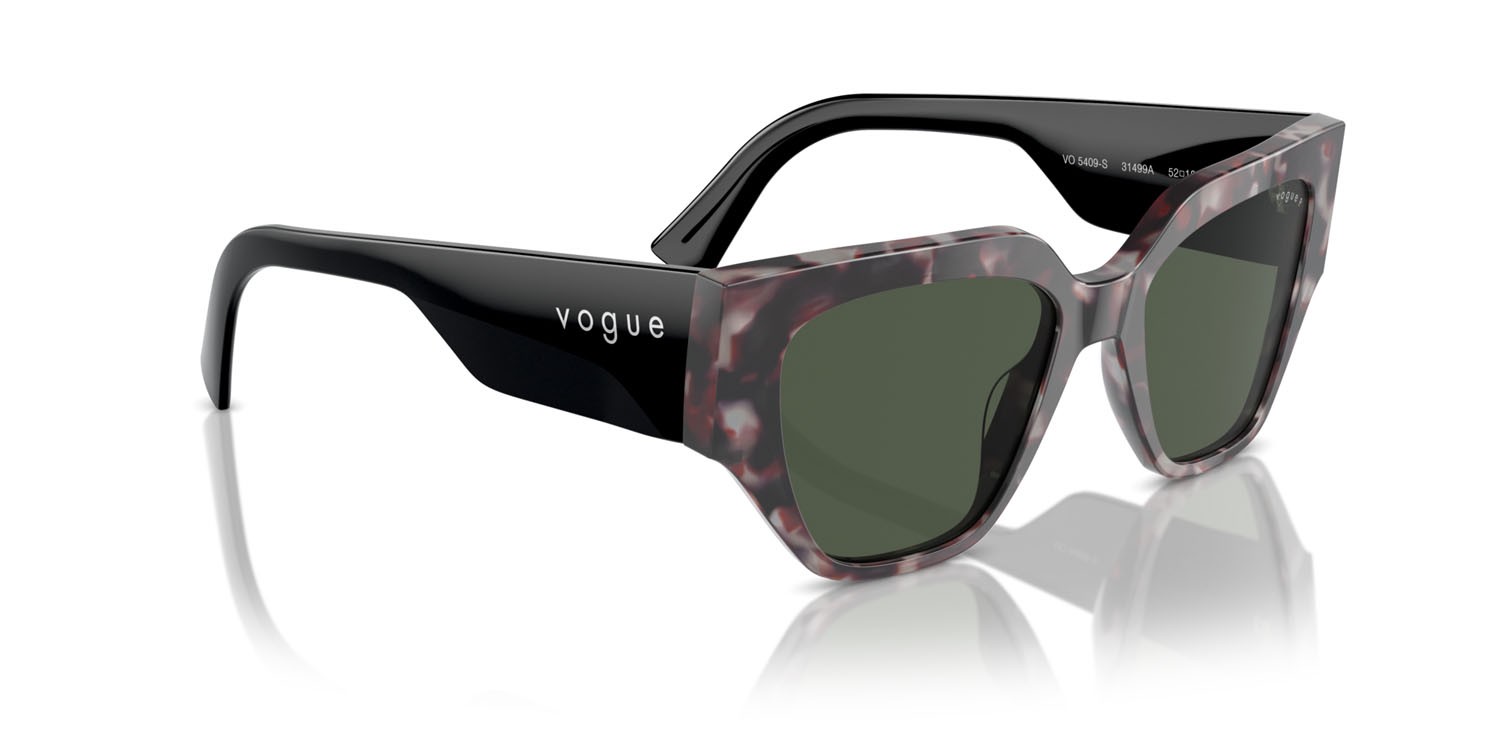 Sunglasses Vogue VO 5409S (31499A) color grigio tartarugato shape irregular lenses verde scuro polarizzata