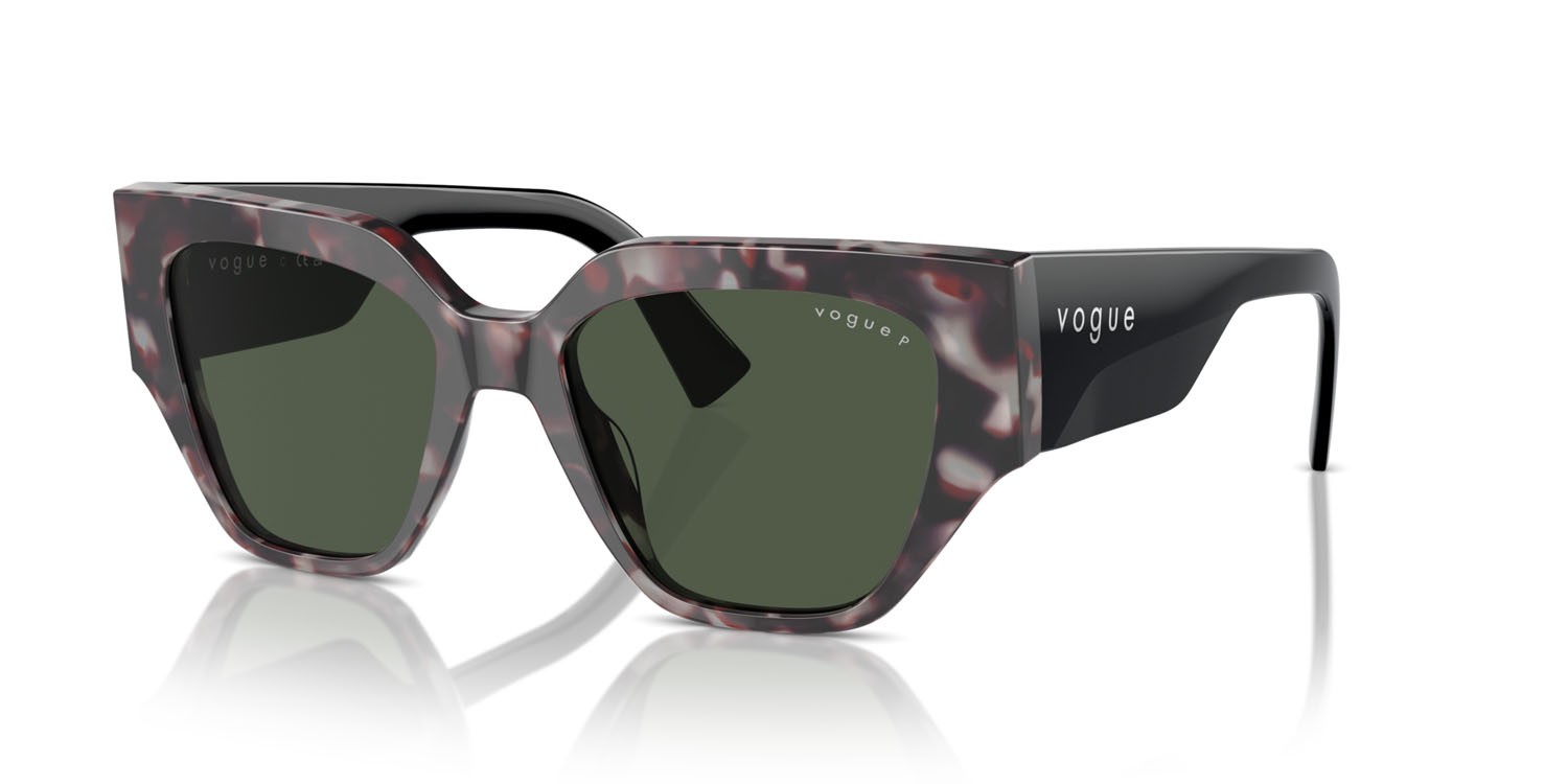 Sunglasses Vogue VO 5409S (31499A) color grigio tartarugato shape irregular lenses verde scuro polarizzata
