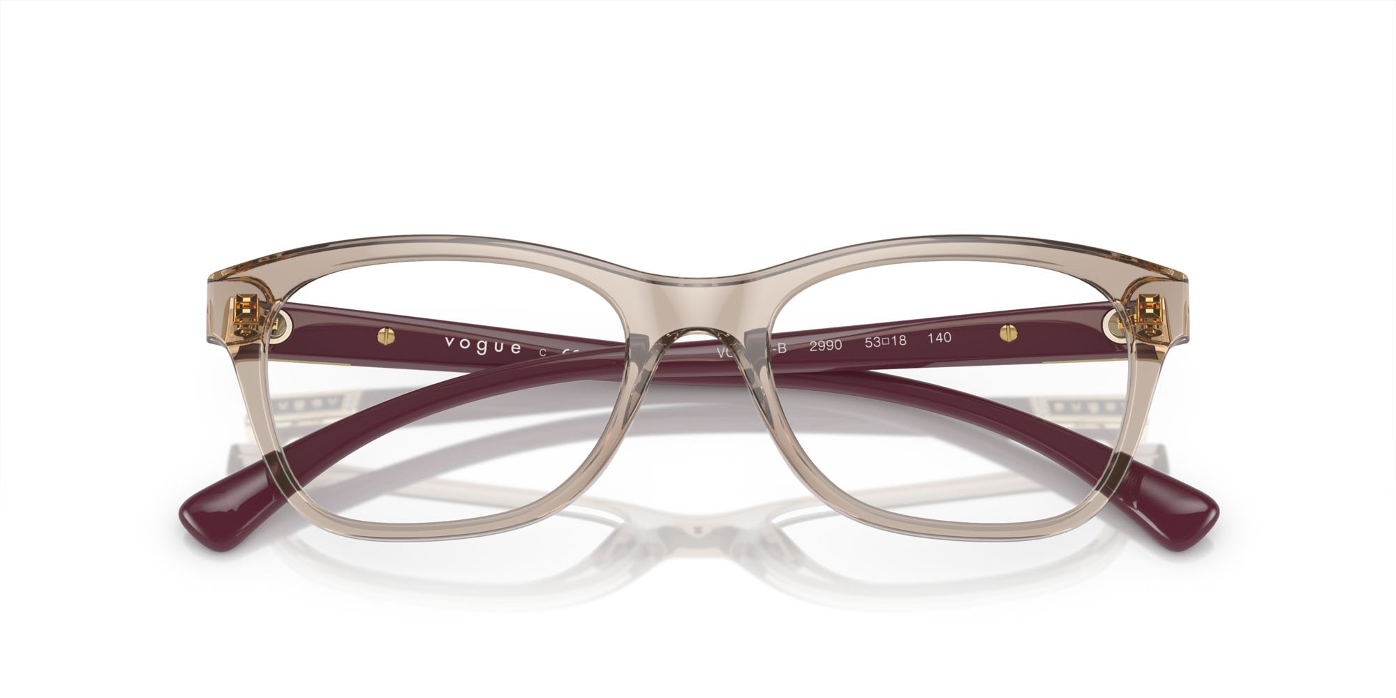 Eyeglasses Vogue VO 5424B (2990) color marrone chiaro trasparente shape square lenses lente demo