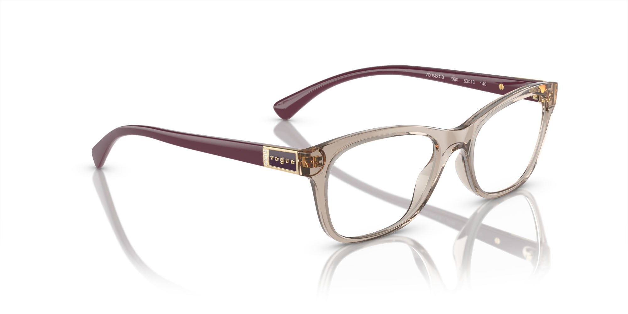 Eyeglasses Vogue VO 5424B (2990) color marrone chiaro trasparente shape square lenses lente demo