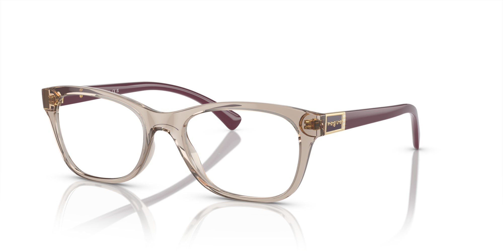 Eyeglasses Vogue VO 5424B (2990) color marrone chiaro trasparente shape square lenses lente demo